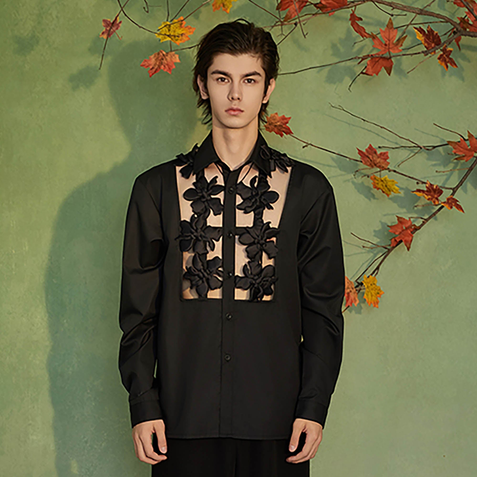 JIECHI Midnight Lily Cut-Out Shirt-Shirt-M-Free Shipping Leatheretro