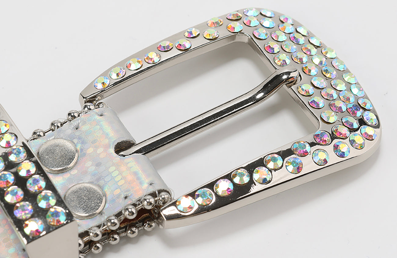 CYCYCY Iridescent Diamond Studded Buckle Belt-Accessories-One Size-Free Shipping Leatheretro