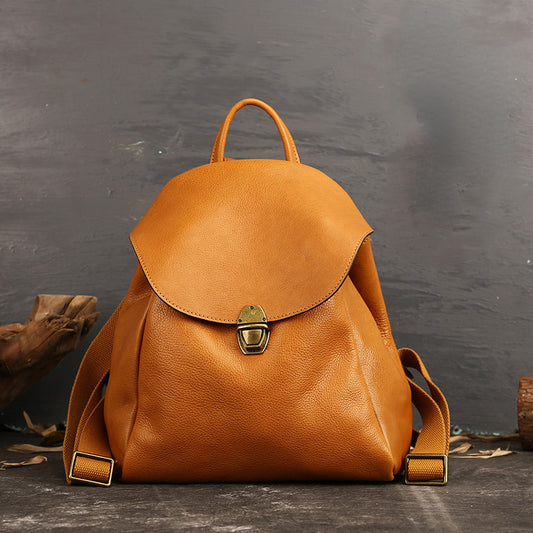 Fashion Leather Traveling Backpack for Women 6017-Brown-Free Shipping Leatheretro