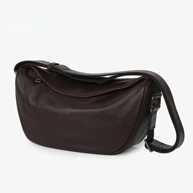 Cowhide Leather Retro Fashion Saddle Bag - Crossbody Luxury Handbag-Handbags-Dark Brown-Small-Free Shipping Leatheretro