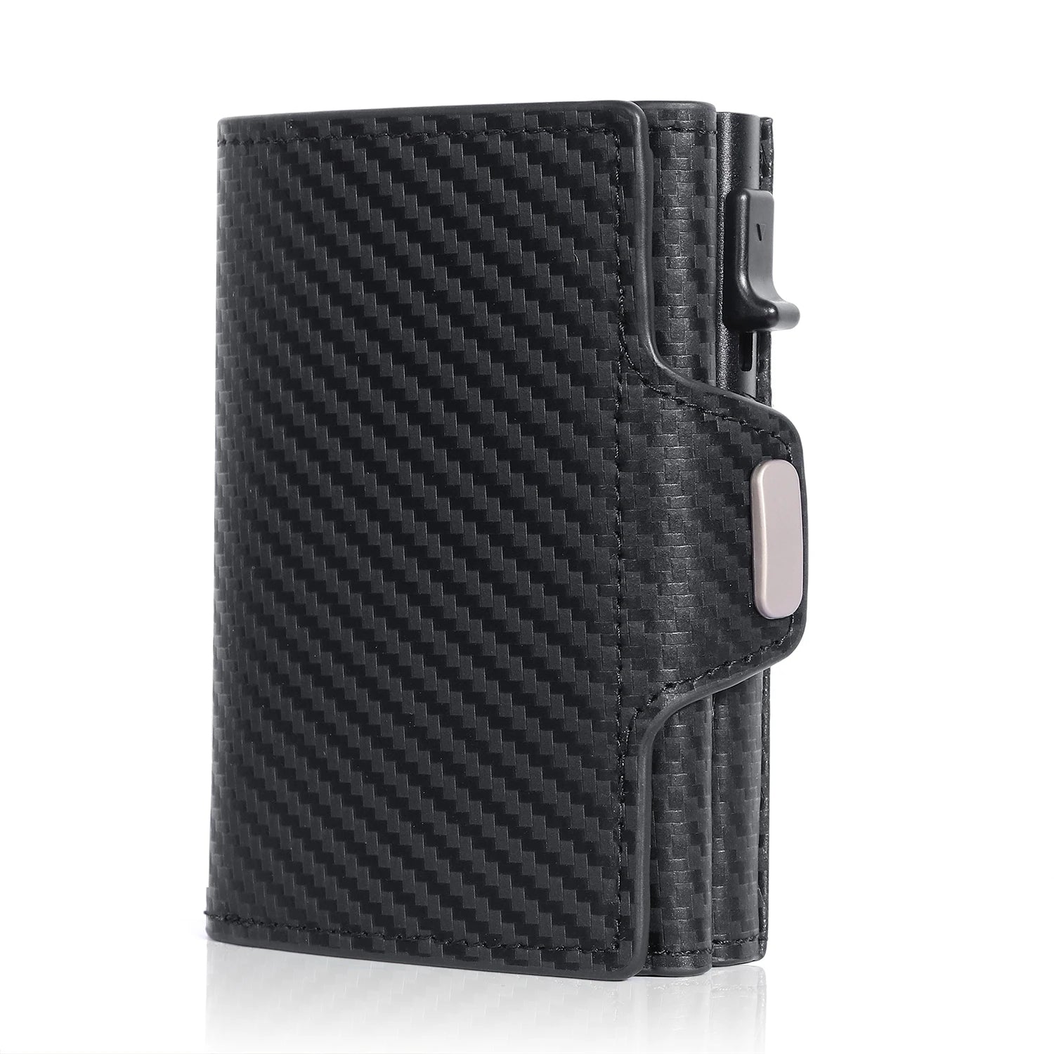 Pop-Up Leather Card Holder Wallet - Minimalist Bag Compartment For Notes-Wallets & Money Clips-Carbon Fiber-Free Shipping Leatheretro