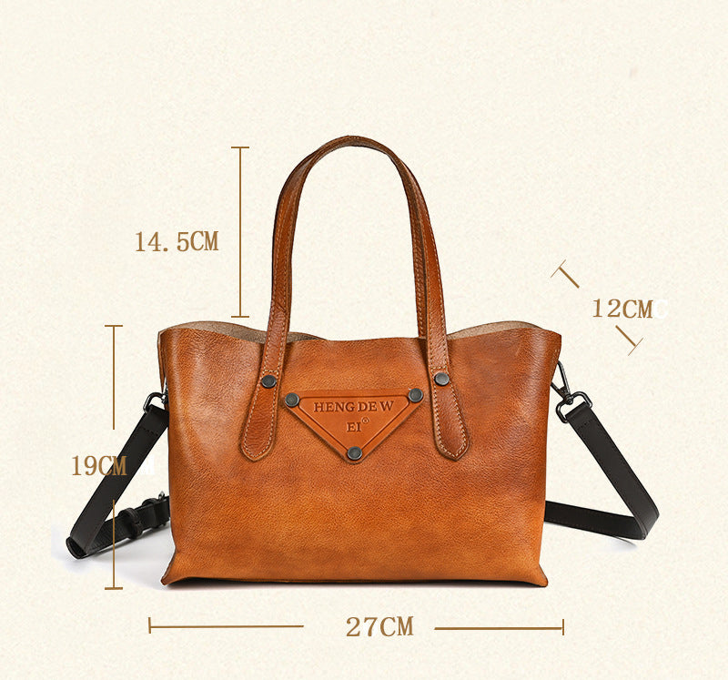 Vintage Genuine Leather Crossbody Bag Tote Bags-Brown-Free Shipping Leatheretro