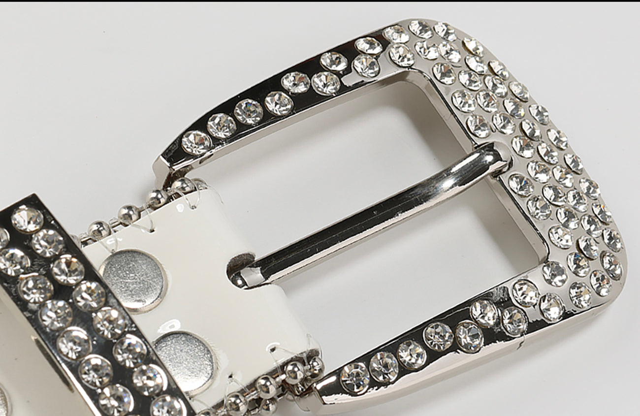 CYCYCY Diamond Studded Leather Belt-Accessories-One Size-Free Shipping Leatheretro