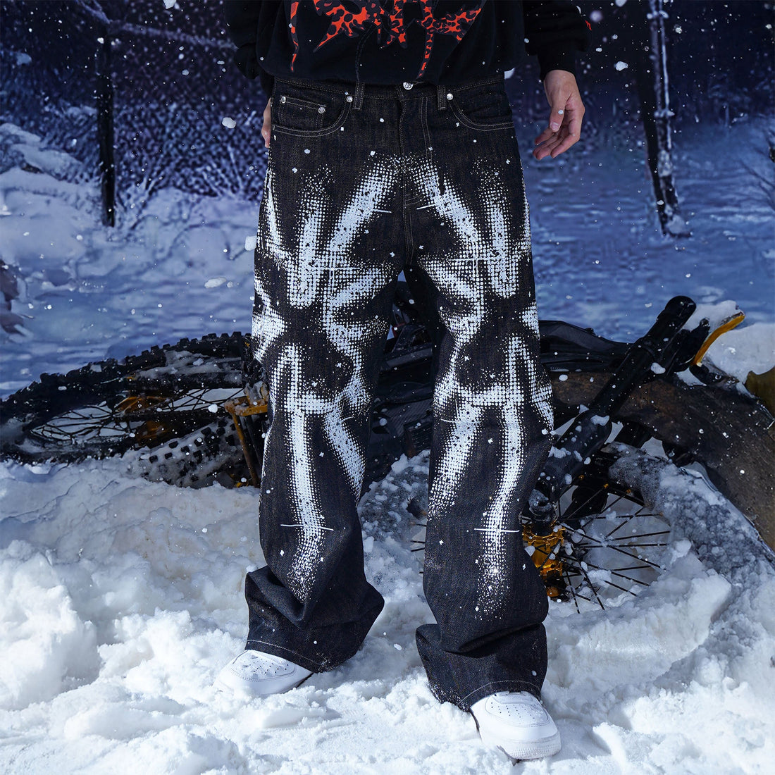 VINKID Peace Dove Splatter Jeans-Jeans-S-Free Shipping Leatheretro