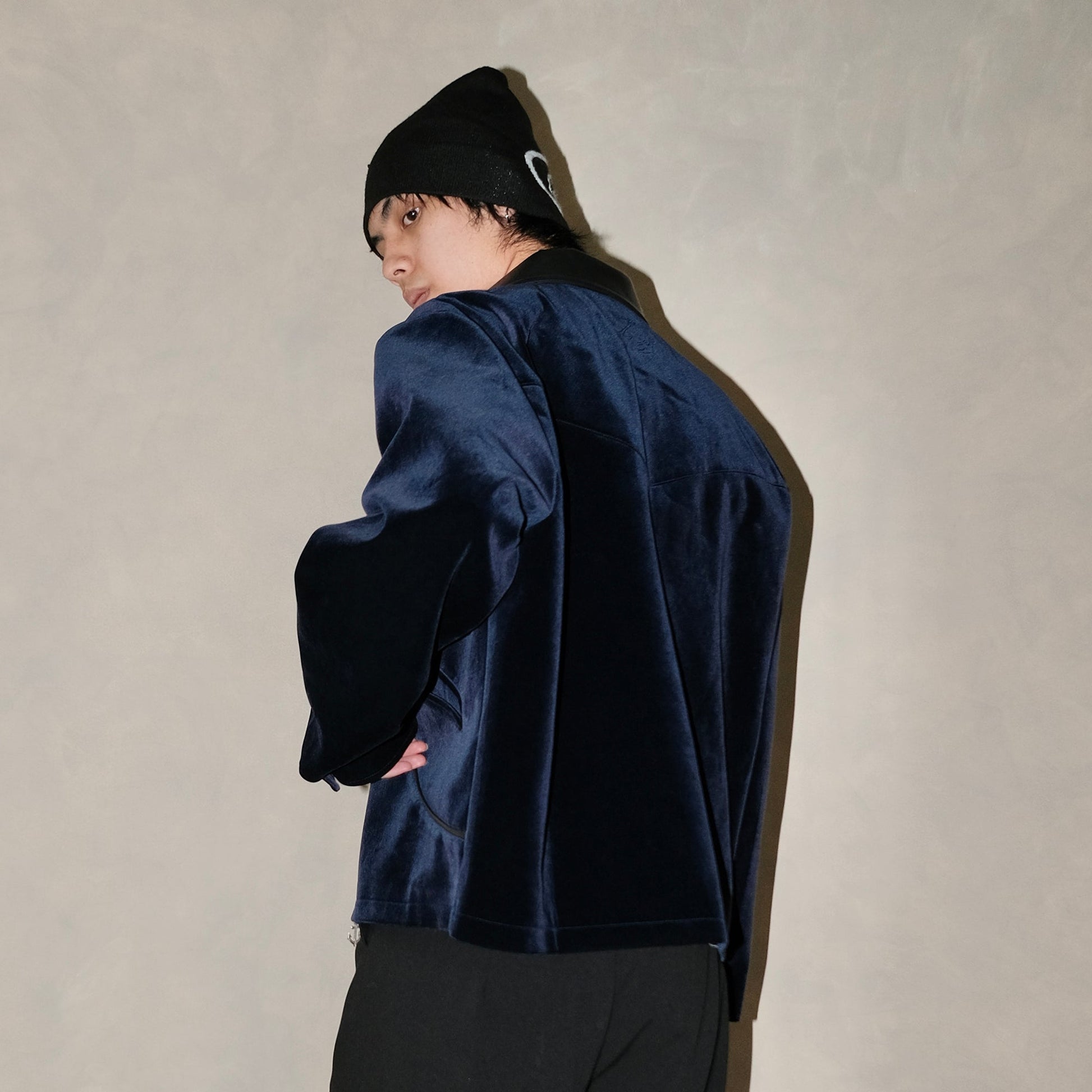 IN EXISTENCE Velvet Faux Leather Collar Jacket-Jacket-S-Free Shipping Leatheretro