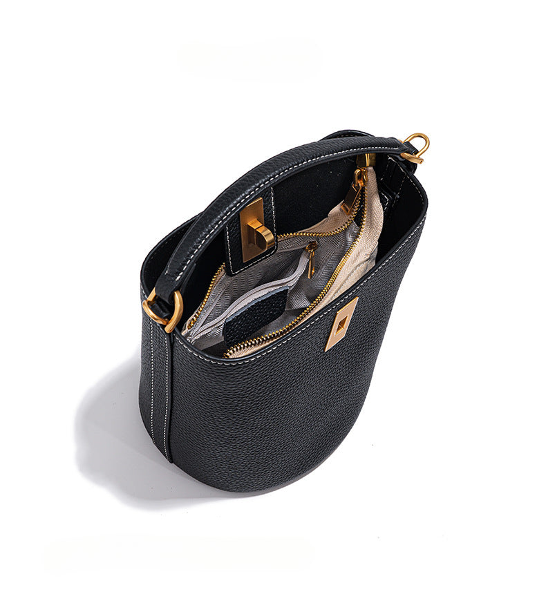Stylish Large Capacity Bucket Bag –-Handbags-Black-Free Shipping Leatheretro