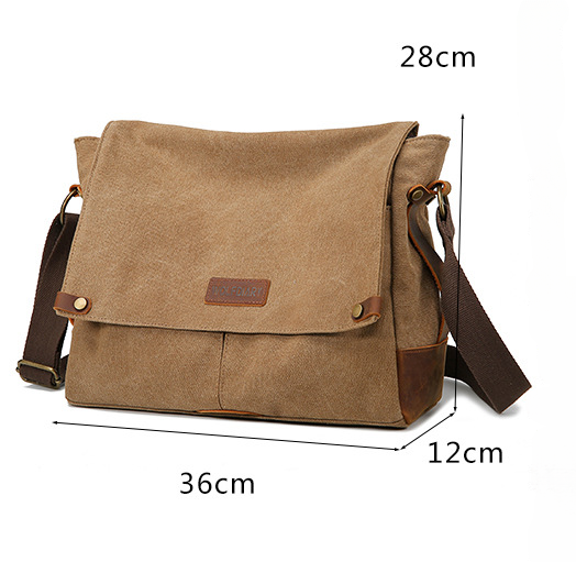 Leisure Canvas Messenger Bag for Men 0254-Canvas Bag-Coffee-Free Shipping Leatheretro