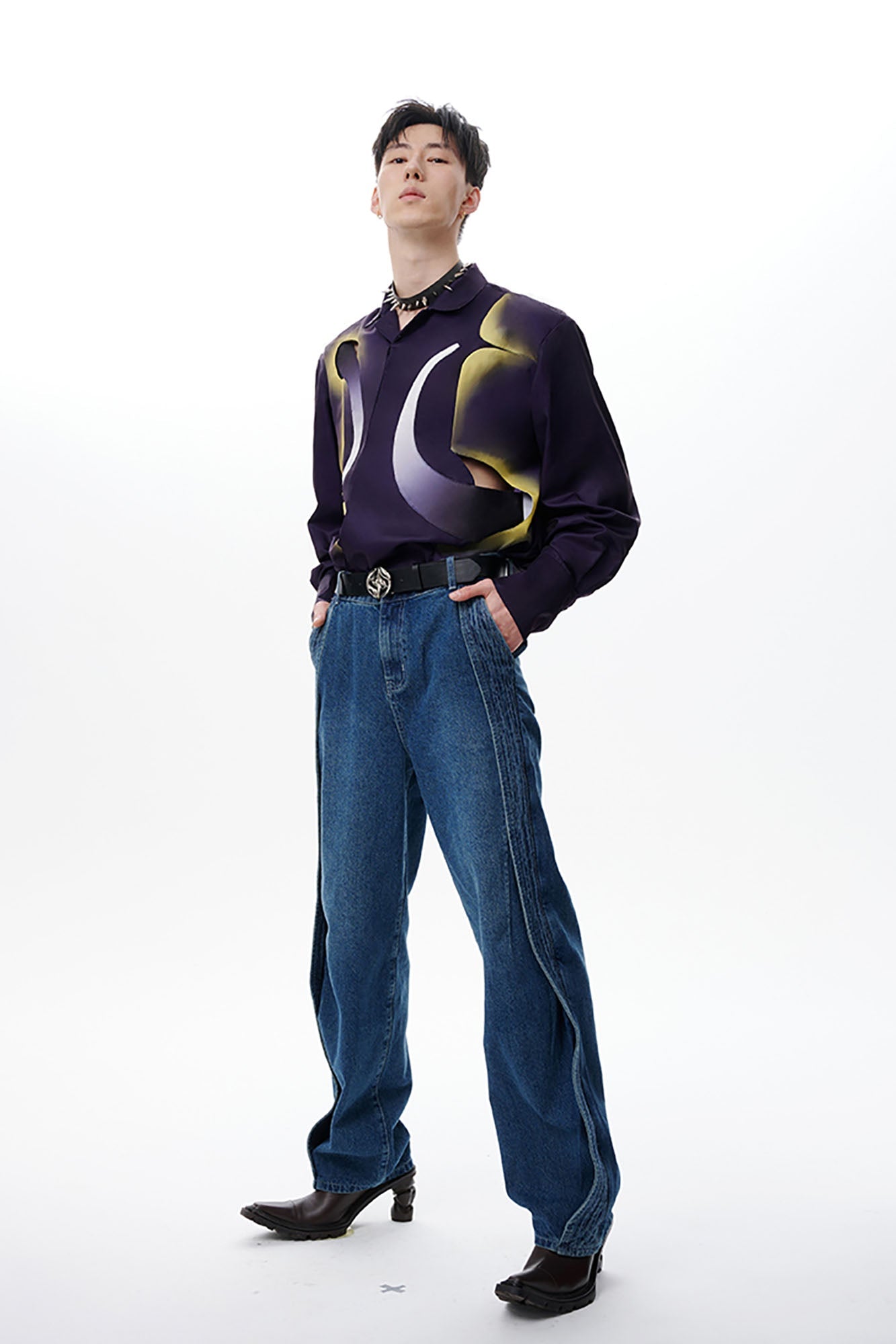 TUIMU Deconstructed Abstract Moon Star Shirt-Shirt-S-Long-Free Shipping Leatheretro