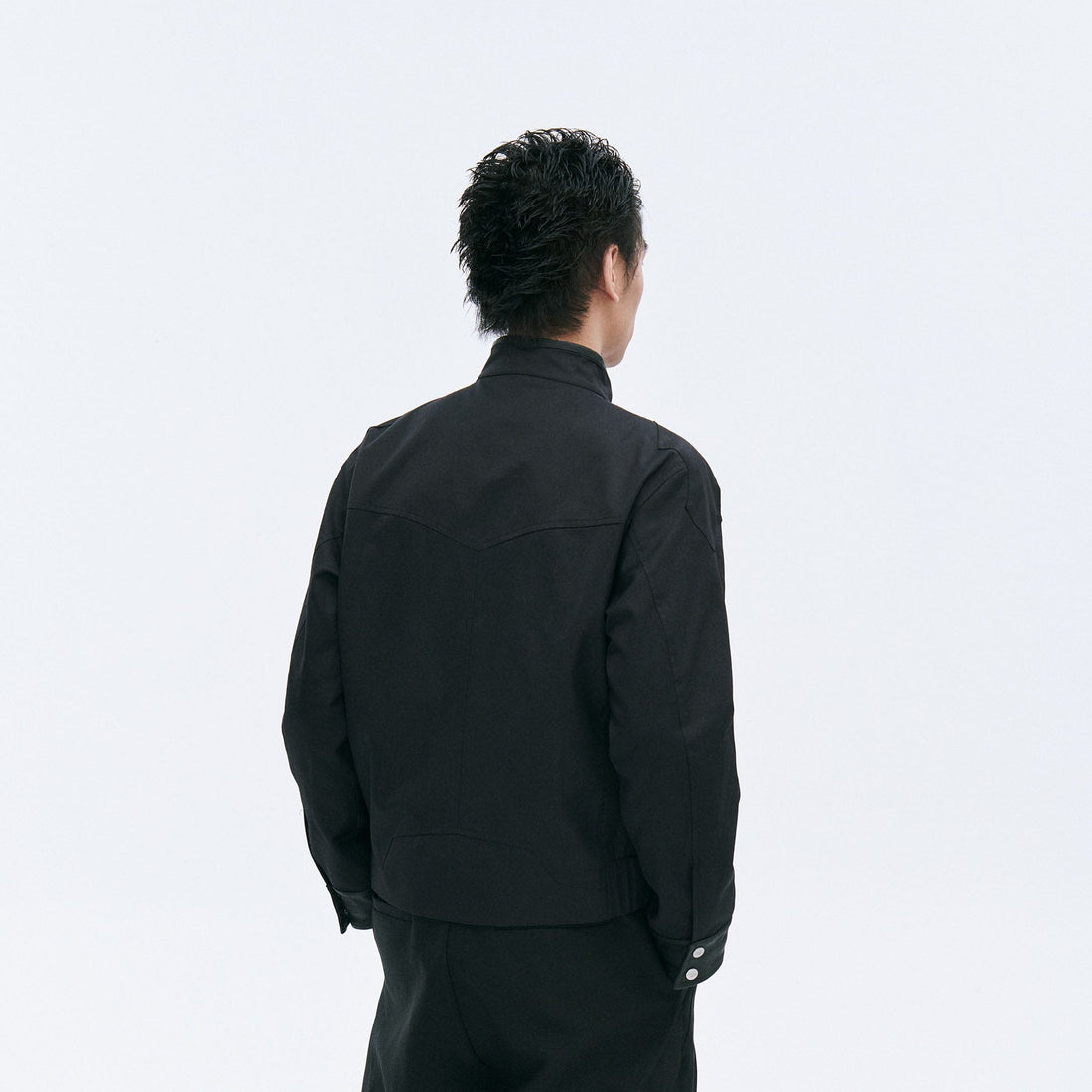 CATSSTAC Leather Panel Stand Collar Jacket-Jacket-M-Free Shipping Leatheretro