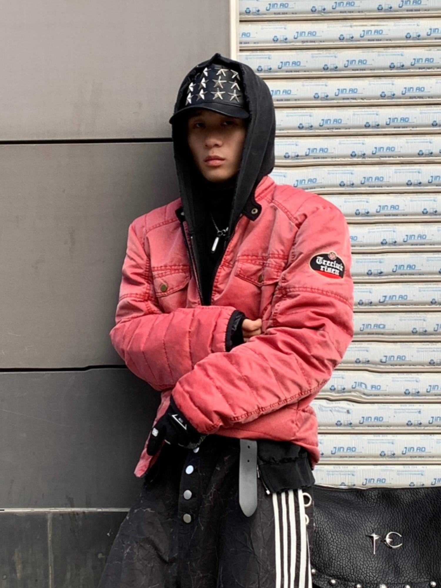 TRECLUB Washed Quilted Moto Down Jacket-Jacket-S-Gray-Free Shipping Leatheretro