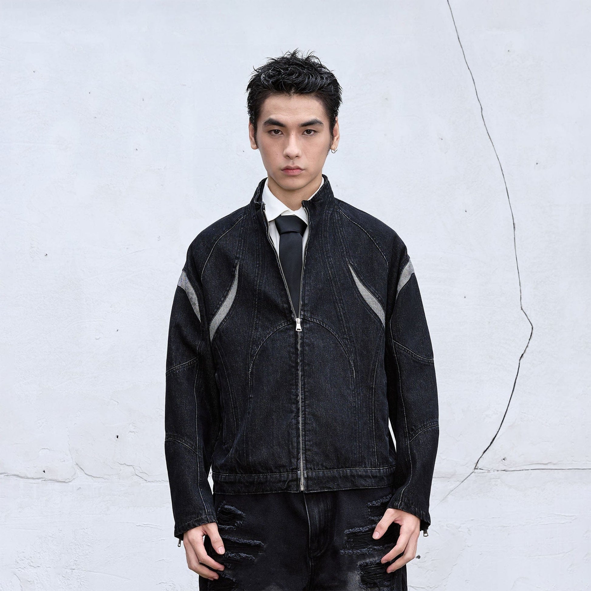 CATSSTAC Contrast Panel Denim Jacket-Jacket-M-Free Shipping Leatheretro