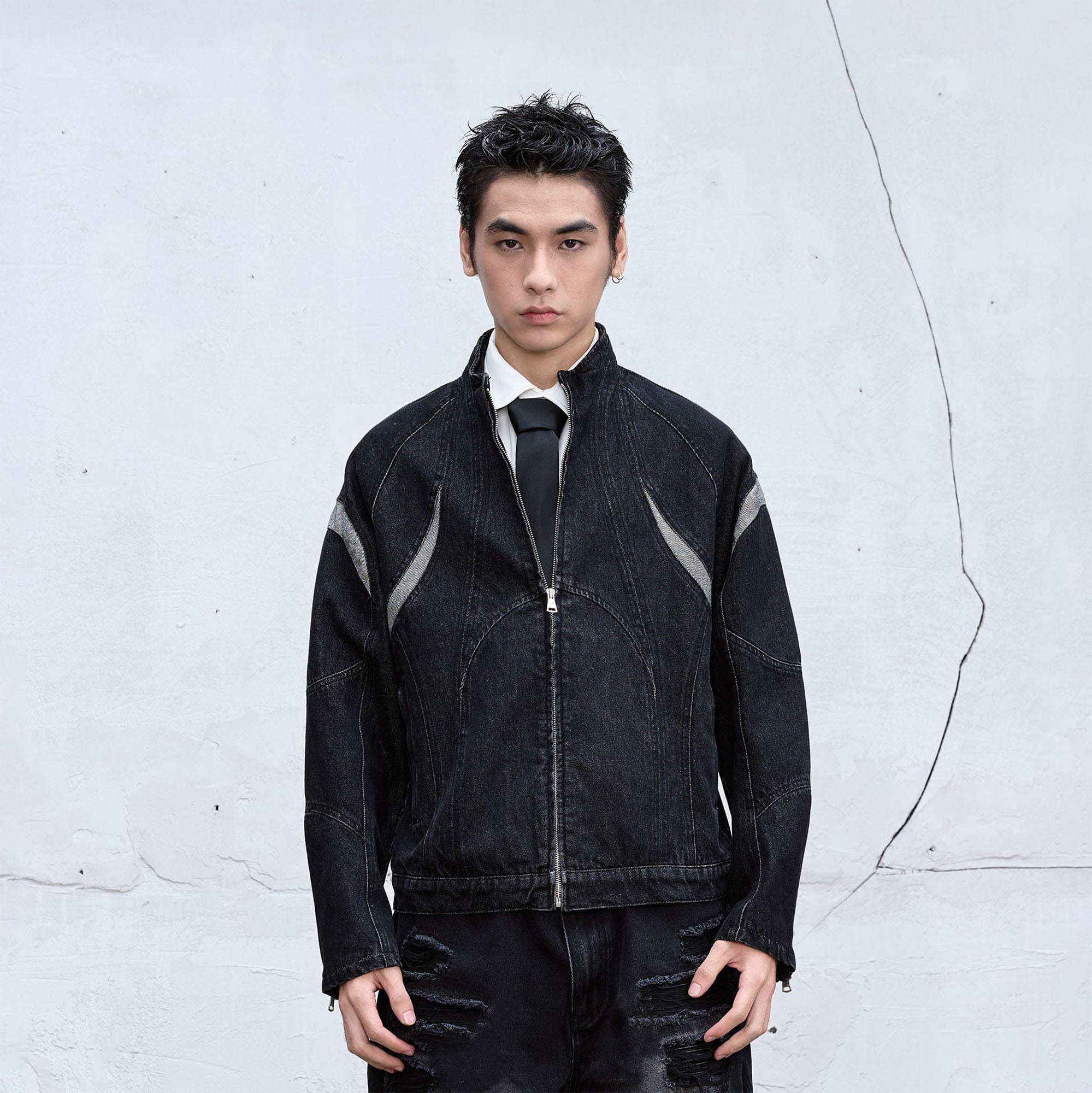 CATSSTAC Contrast Panel Denim Jacket-Jacket-M-Free Shipping Leatheretro