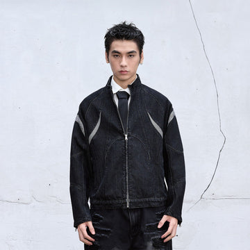 CATSSTAC Contrast Panel Denim Jacket-Jacket-M-Free Shipping Leatheretro