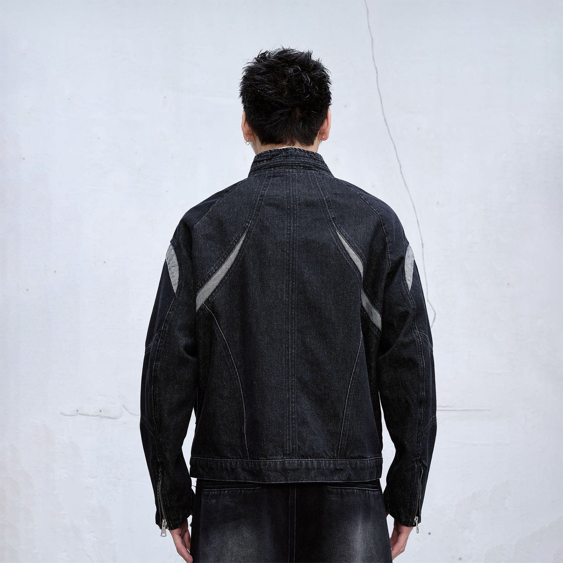 CATSSTAC Contrast Panel Denim Jacket-Jacket-M-Free Shipping Leatheretro