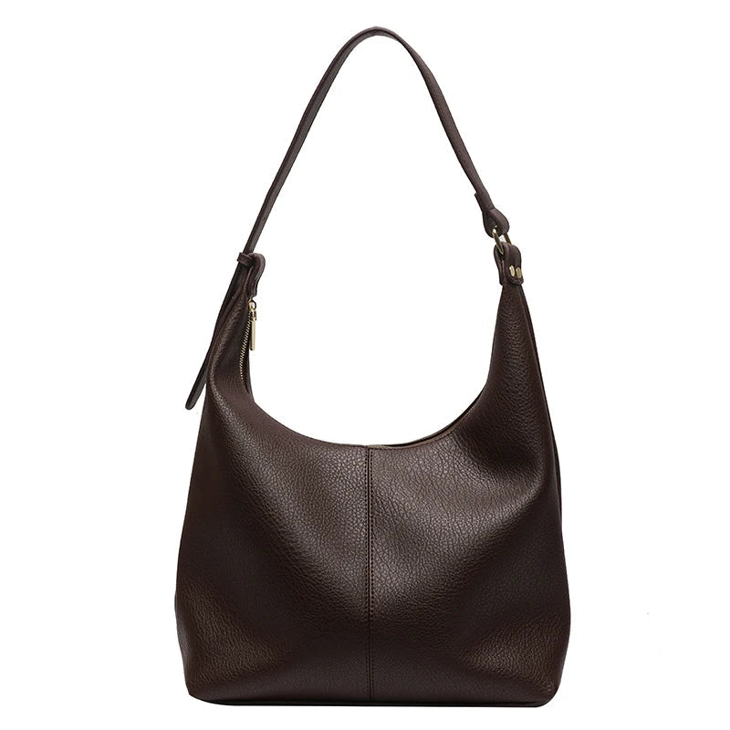 New Style Fashionable Zipper Shoulder Bags for Women-Handbags-Chocolate-Free Shipping Leatheretro