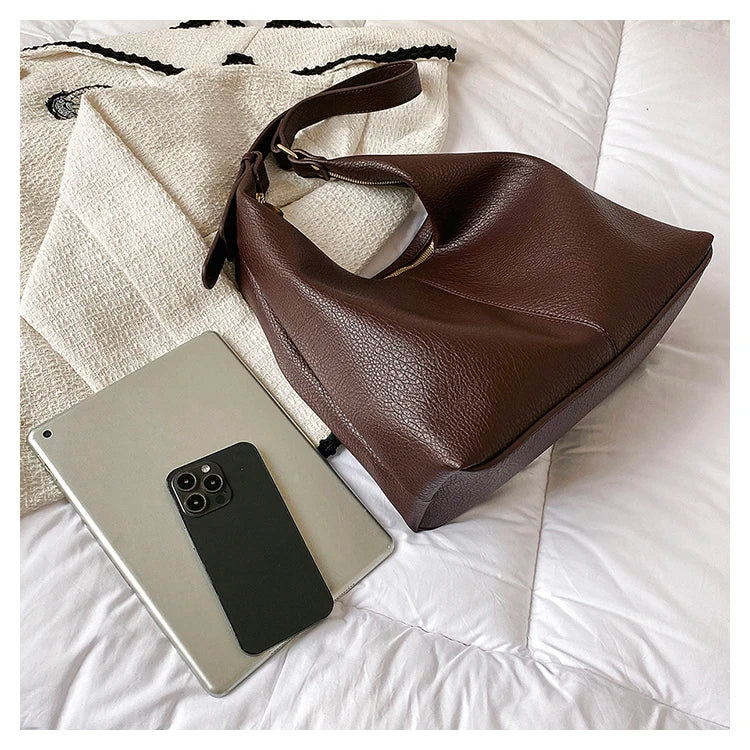 New Style Fashionable Zipper Shoulder Bags for Women-Handbags-Brown-Free Shipping Leatheretro
