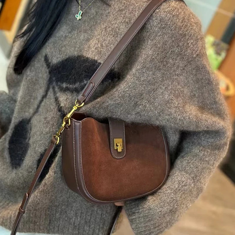 Women Cowhide Genuine Leather Shoulder Bag - Luxury Design Handbag-Shoulder Bag-Coffee-Free Shipping Leatheretro
