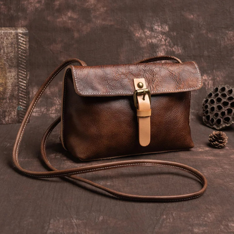 Vintage Genuine Leather Crossbody Bag for Women-Handbags-Coffee-Free Shipping Leatheretro