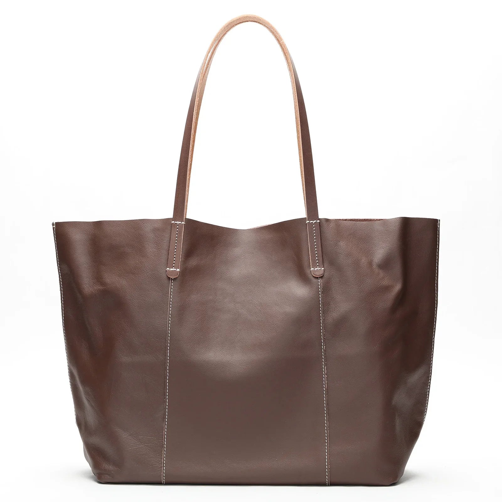 Large Capacity Leather Women's Tote Bag-Tote Bag-Brown-Free Shipping Leatheretro