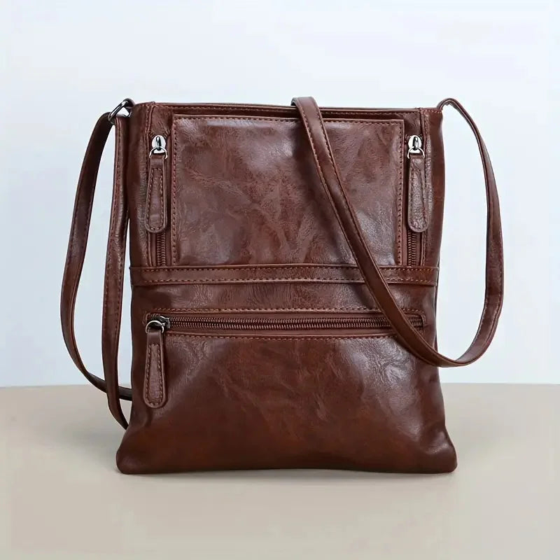 Vintage Multi-pocket Women Crossbody Bag - Soft PU Leather Shoulder Bag-Coffee-Free Shipping Leatheretro