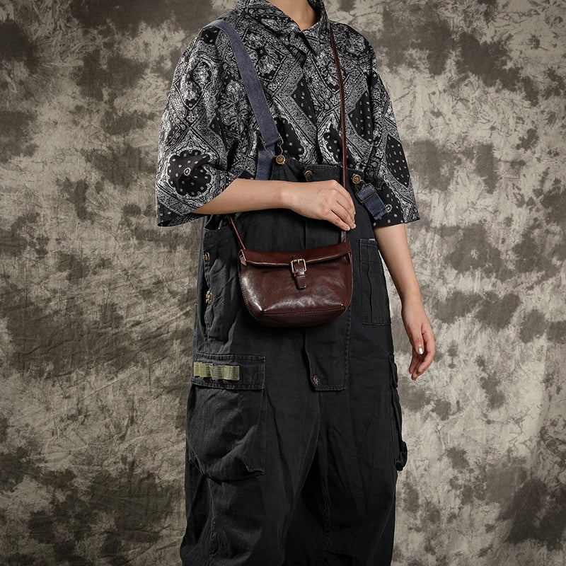 Genuine Leather Crossbody Bag Retro Small Messenger Purse-Handbags-Coffee-Free Shipping Leatheretro