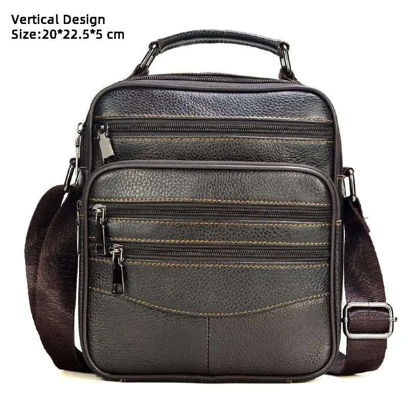 Retro Soft Cowhide Leather Crossbody - Mini Pad Boy Shoulder Bag-Crossbody Bag-Coffee Zipper 47-Free Shipping Leatheretro