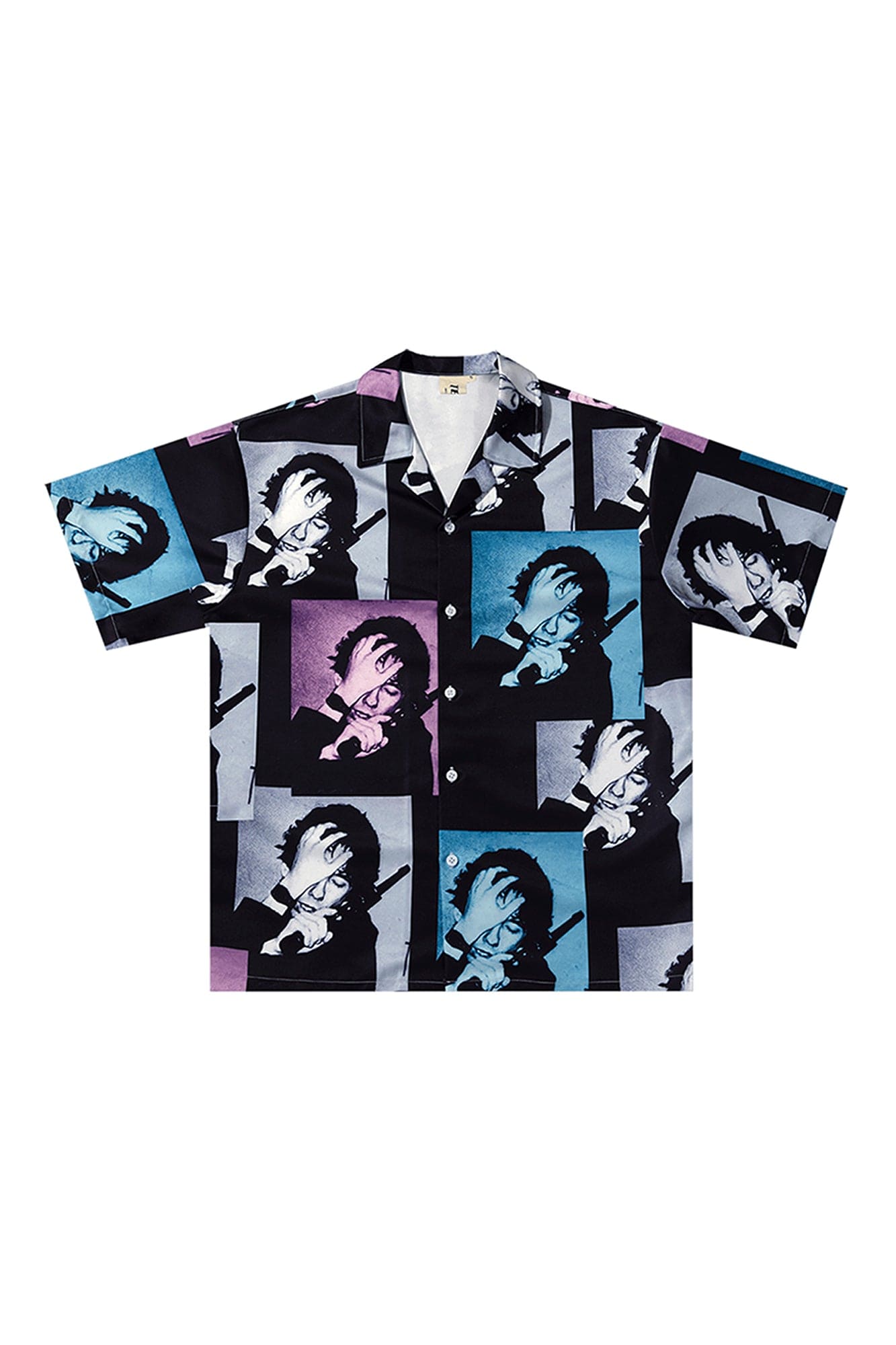 TECNINEGROUP Pop Art Portrait Graphic Cuban Half Shirt-Half shirt-Multicolor-S-Free Shipping Leatheretro