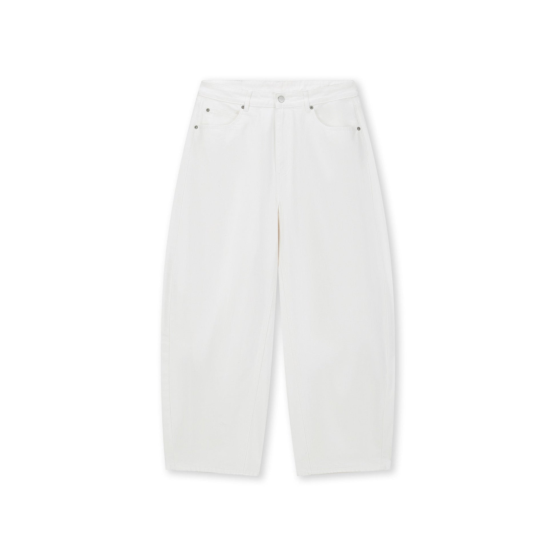 BONELESS Washed Ripped Hem Curved Baggy Jeans-Jeans-S-White-Free Shipping Leatheretro