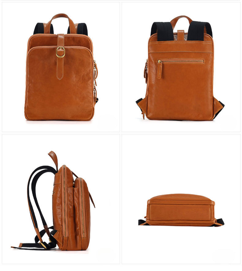 Luxury Vintage Vegetable-Tanned Leather Backpack for Women-Backpack-Black-27*10*36cm-Free Shipping Leatheretro