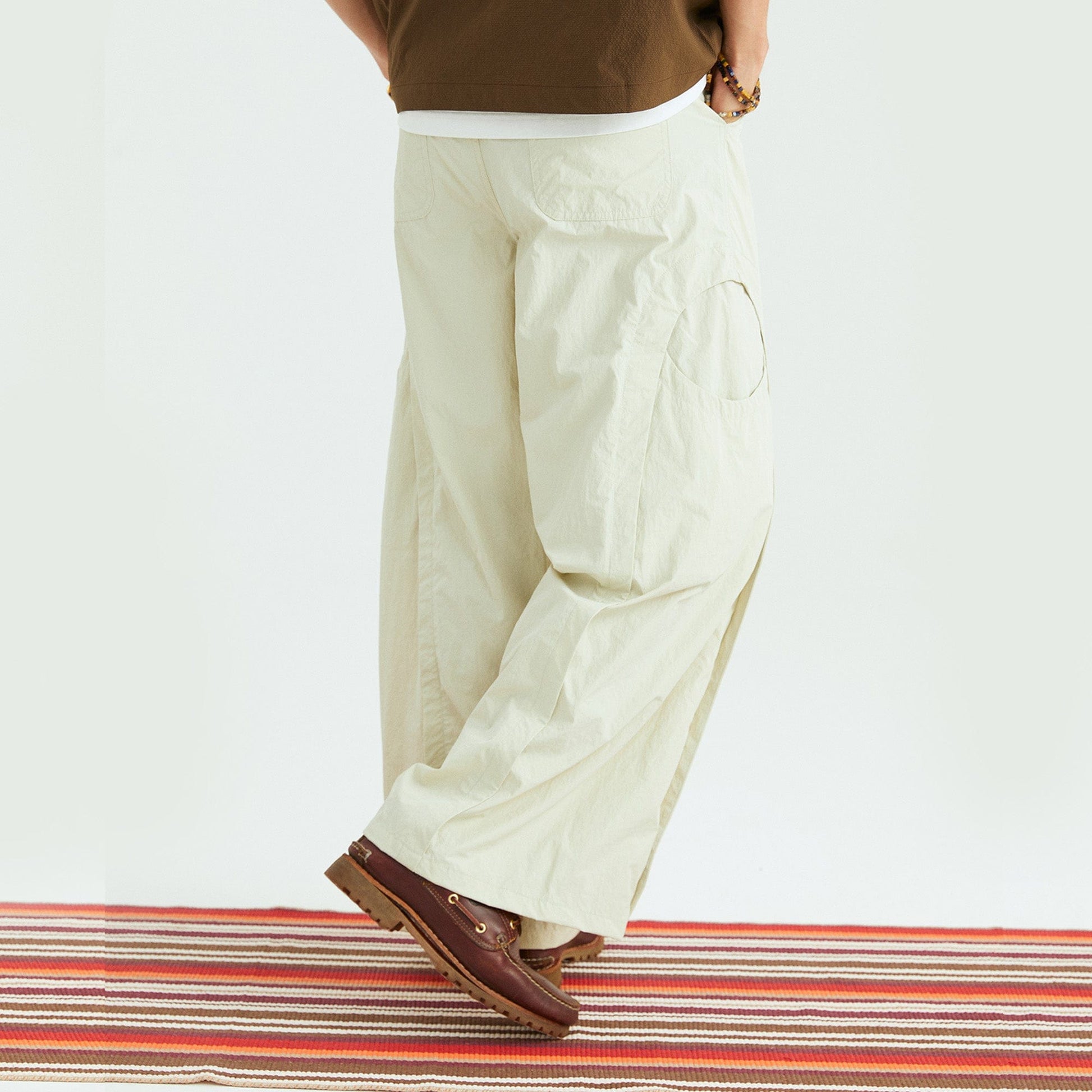 ONADAILYBASIS Curved-Pocket Paneled Utility Pants-Pants-Apricot-S-Free Shipping Leatheretro