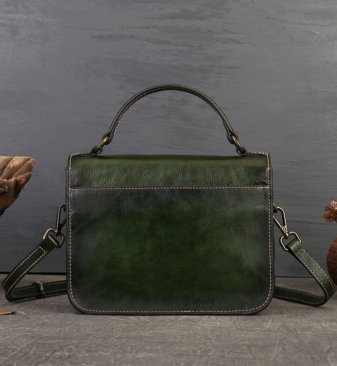 Full-Grain Leather Envelope Handbag for Women | Premium Structured Shoulder & Crossbody Bag-Messenger Bags-Brown-Free Shipping Leatheretro