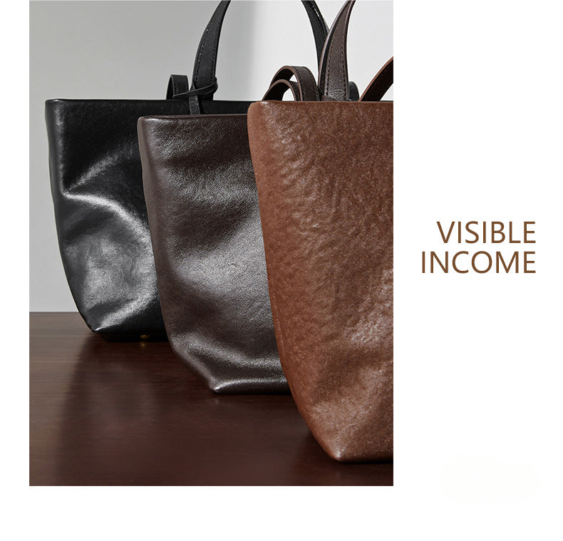 Genuine Leather Large Capacity Tote Bag for Women-Handbags-Black-32*13*22-Free Shipping Leatheretro