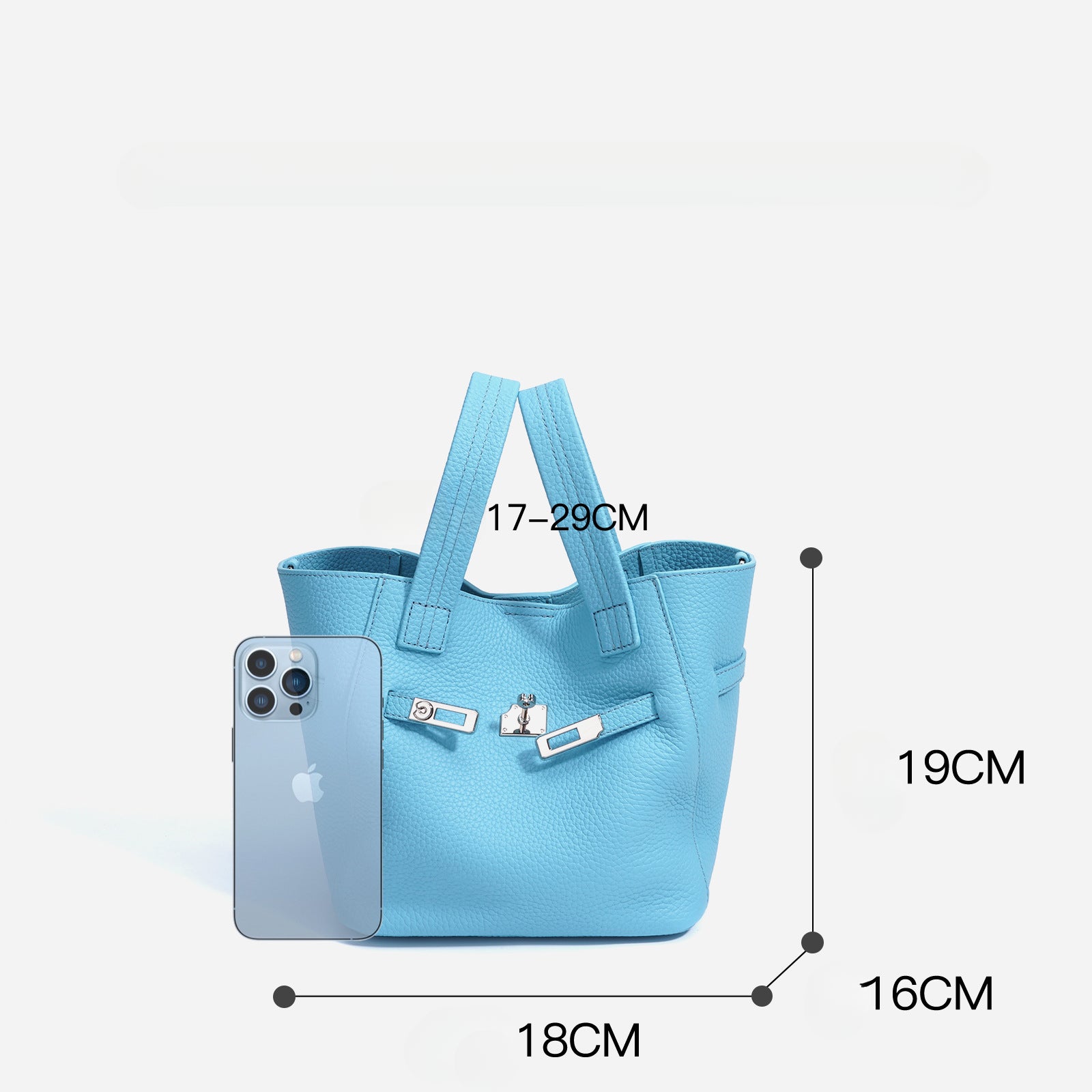Top-Grain Leather Handbag – Stylish Basket Shoulder Bag with Lock Closure-Milkshake powder-Free Shipping Leatheretro