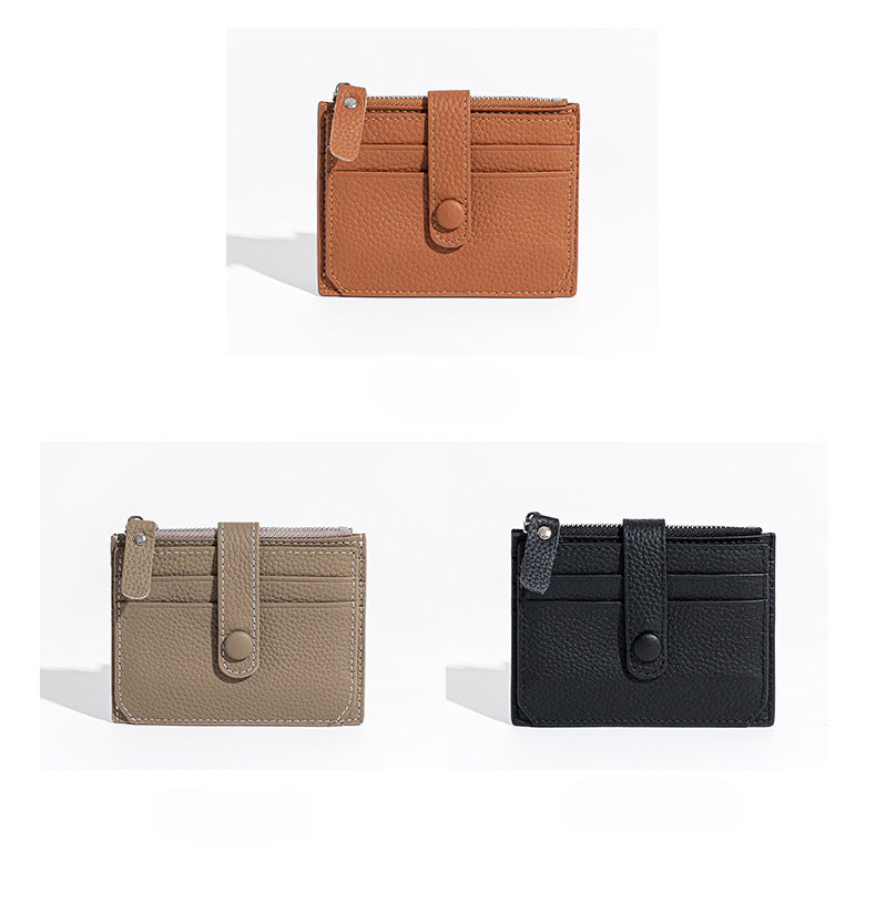 Multi-Pocket Zipper Leather Card Holder-Leather Card holder-Brown-Free Shipping Leatheretro