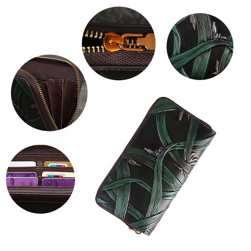 Vintage Embossed Leather Wallet-Leather Wallets-Green-Free Shipping Leatheretro