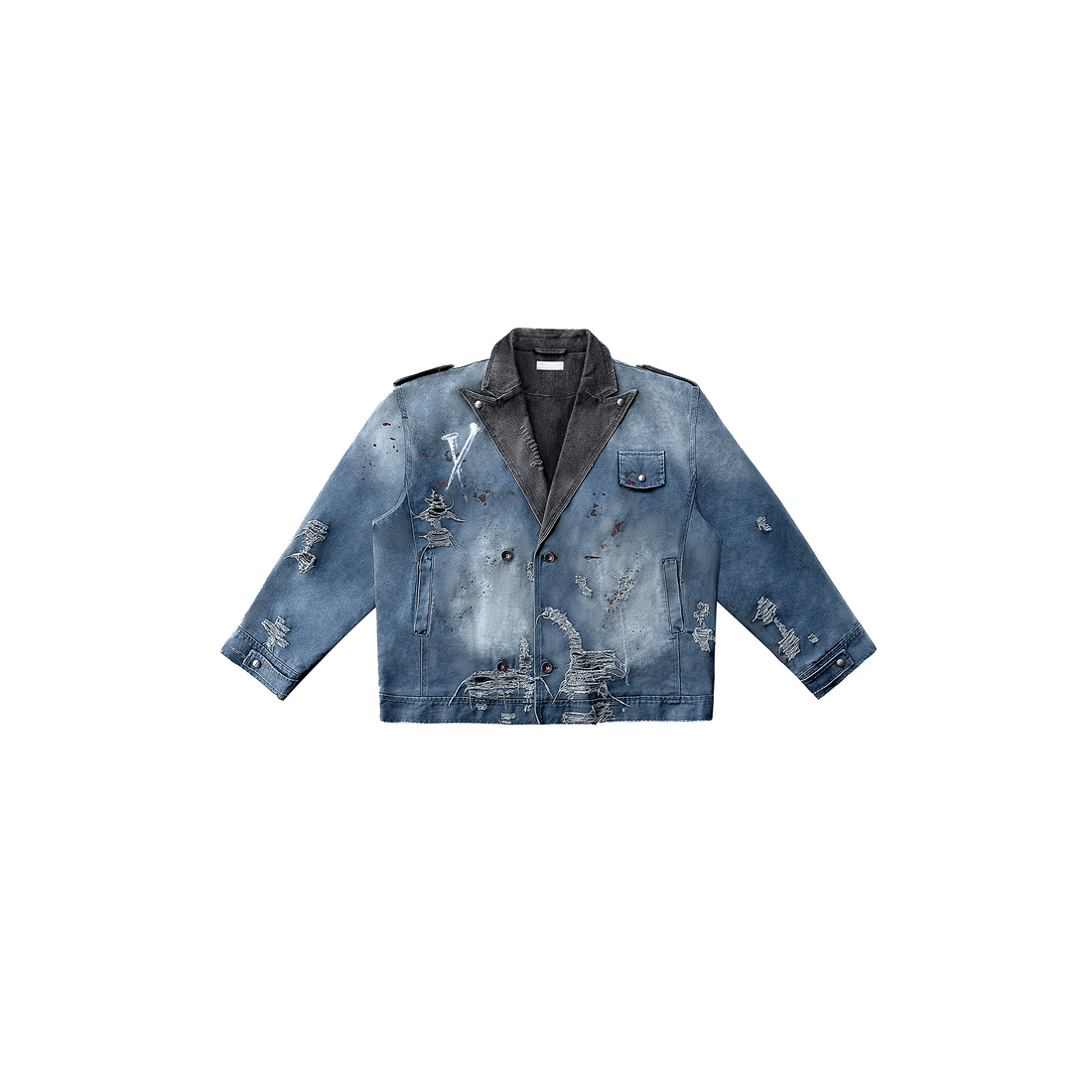TECNINEGROUP Distressed Grunge Denim Jacket-Jacket-S-Free Shipping Leatheretro