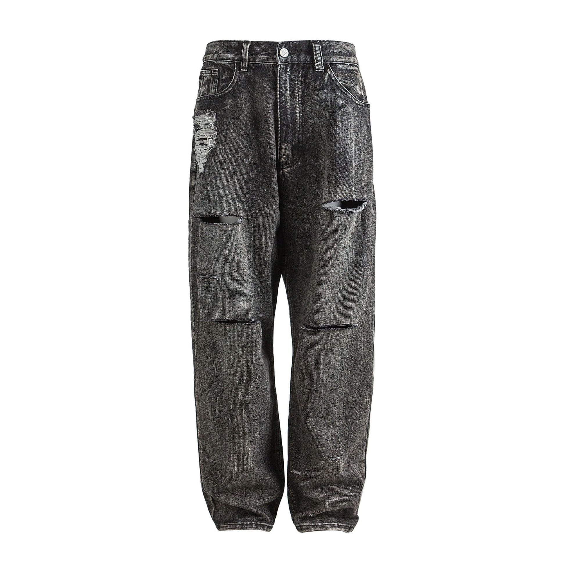 ME DA IGUAL Ripped Distressed Washed Straight-Leg Jeans-Jeans-M-Free Shipping Leatheretro
