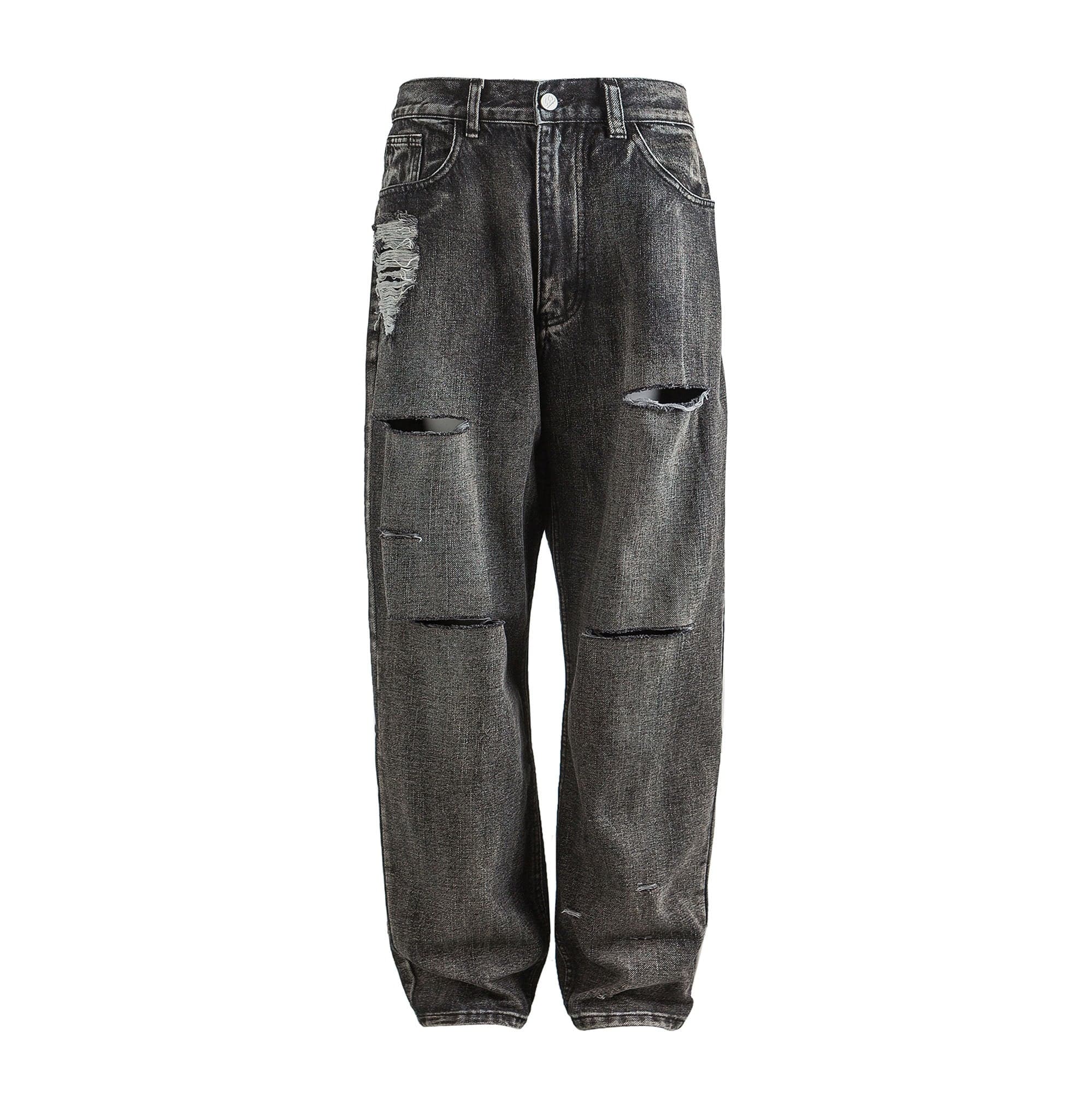ME DA IGUAL Ripped Distressed Washed Straight-Leg Jeans-Jeans-M-Free Shipping Leatheretro