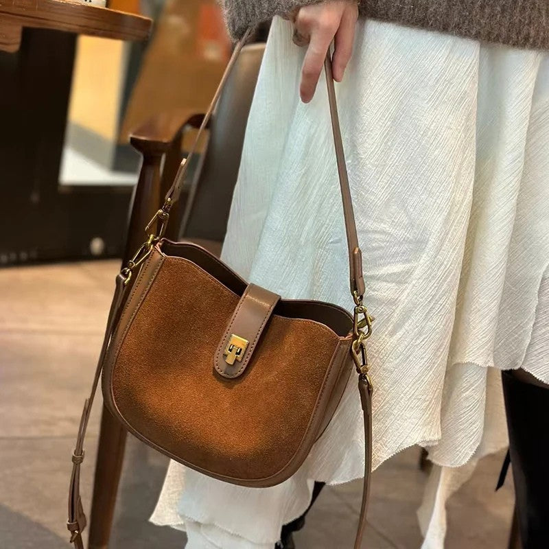 Women Cowhide Genuine Leather Shoulder Bag - Luxury Design Handbag-Shoulder Bag-Brown-Free Shipping Leatheretro