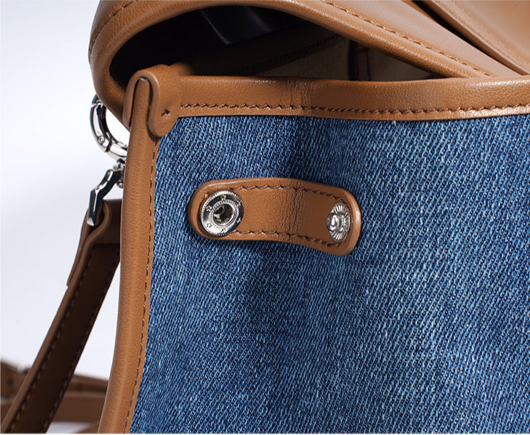 Casual Leather Denim Backpack-Backpack-Blue-Free Shipping Leatheretro