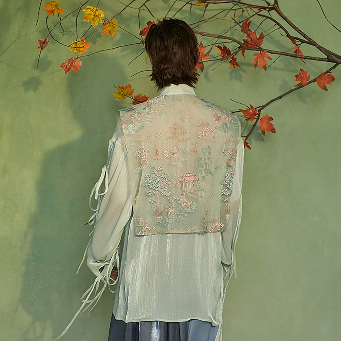 JIECHI Embroidery Double-Layered Vest Silky Shirt-Shirt-M-Free Shipping Leatheretro