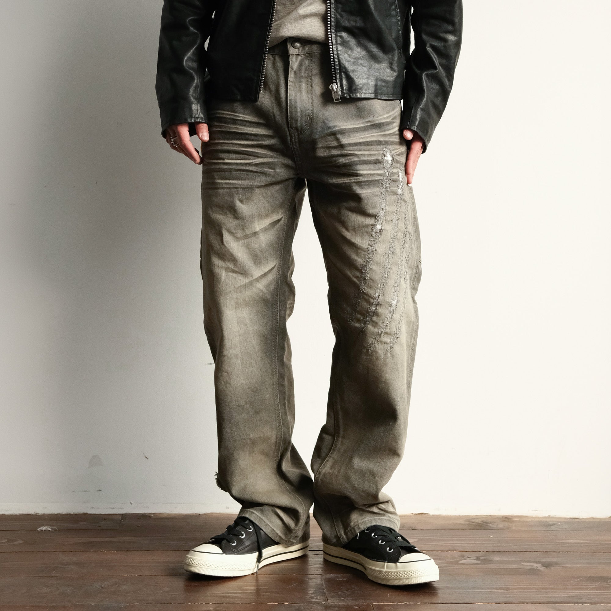 NEIGBORL Retro Distressed Washed Cargo Pants-Pants-Green-S-Free Shipping Leatheretro