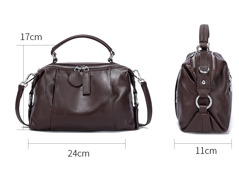 Vintage Boston Leather Crossbody Bag-Handbags-Coffee-Free Shipping Leatheretro