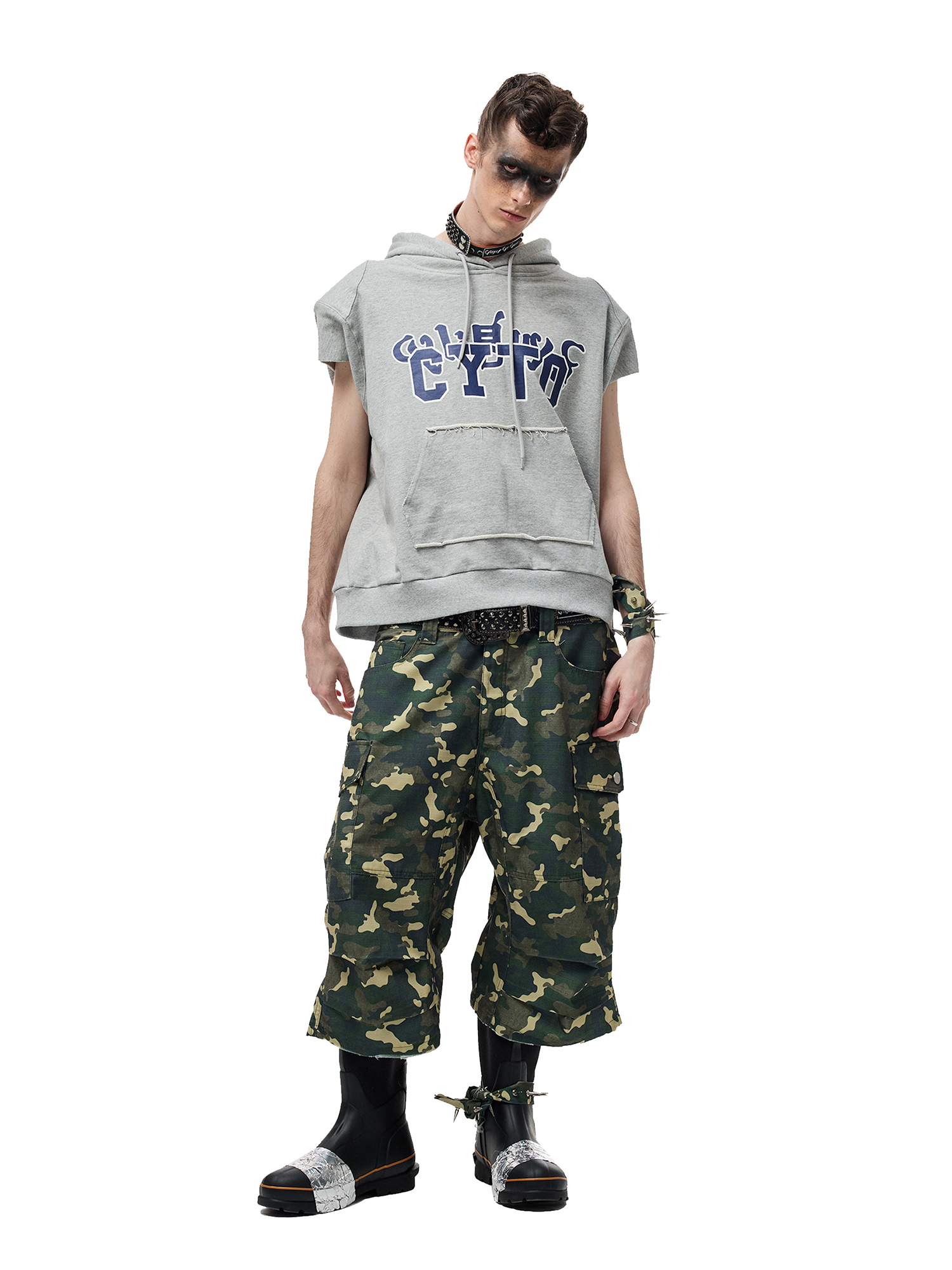 CYCYCY Camo Wide-Leg Cargo Shorts-Shorts-XXS / 28"-Free Shipping Leatheretro