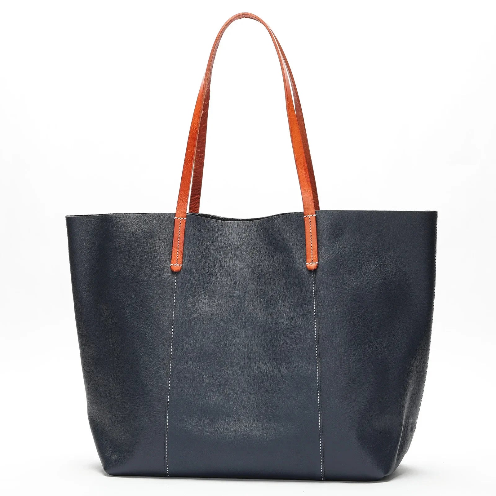 Large Capacity Leather Women's Tote Bag-Tote Bag-Dark Blue-Free Shipping Leatheretro