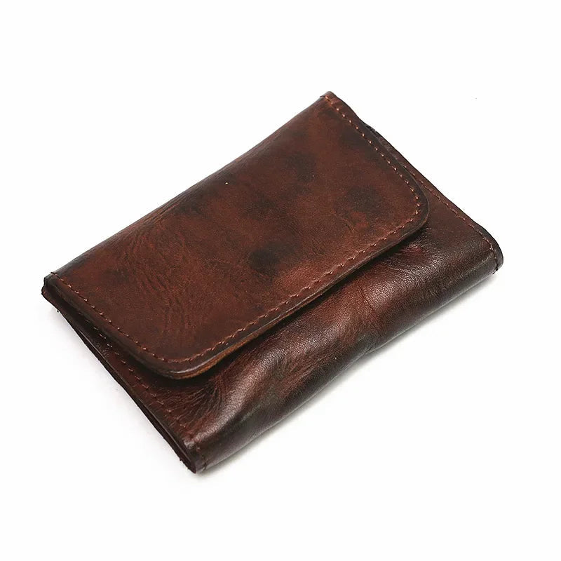 Handmade Leather RFID Zipper Wallet - Vintage Card Holder Coin Purse-Wallets & Money Clips-Dark Brown-Free Shipping Leatheretro