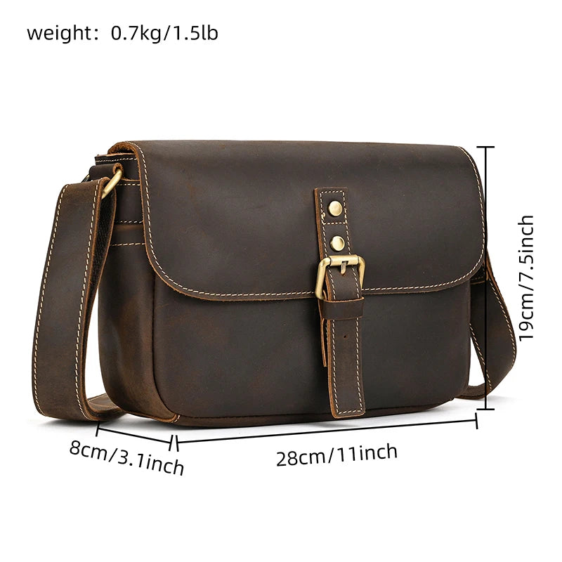 Genuine Leather Male Female Crossbody Bag-Handbags-Brown-Free Shipping Leatheretro