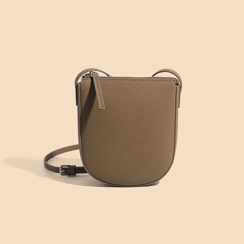 Women's Genuine Leather Messenger Phone Bag-Clutch-Dark Brown-Free Shipping Leatheretro