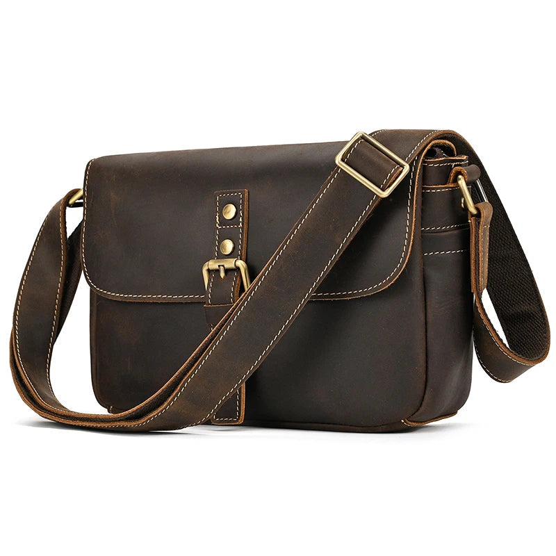 Genuine Leather Male Female Crossbody Bag-Handbags-Brown-Free Shipping Leatheretro