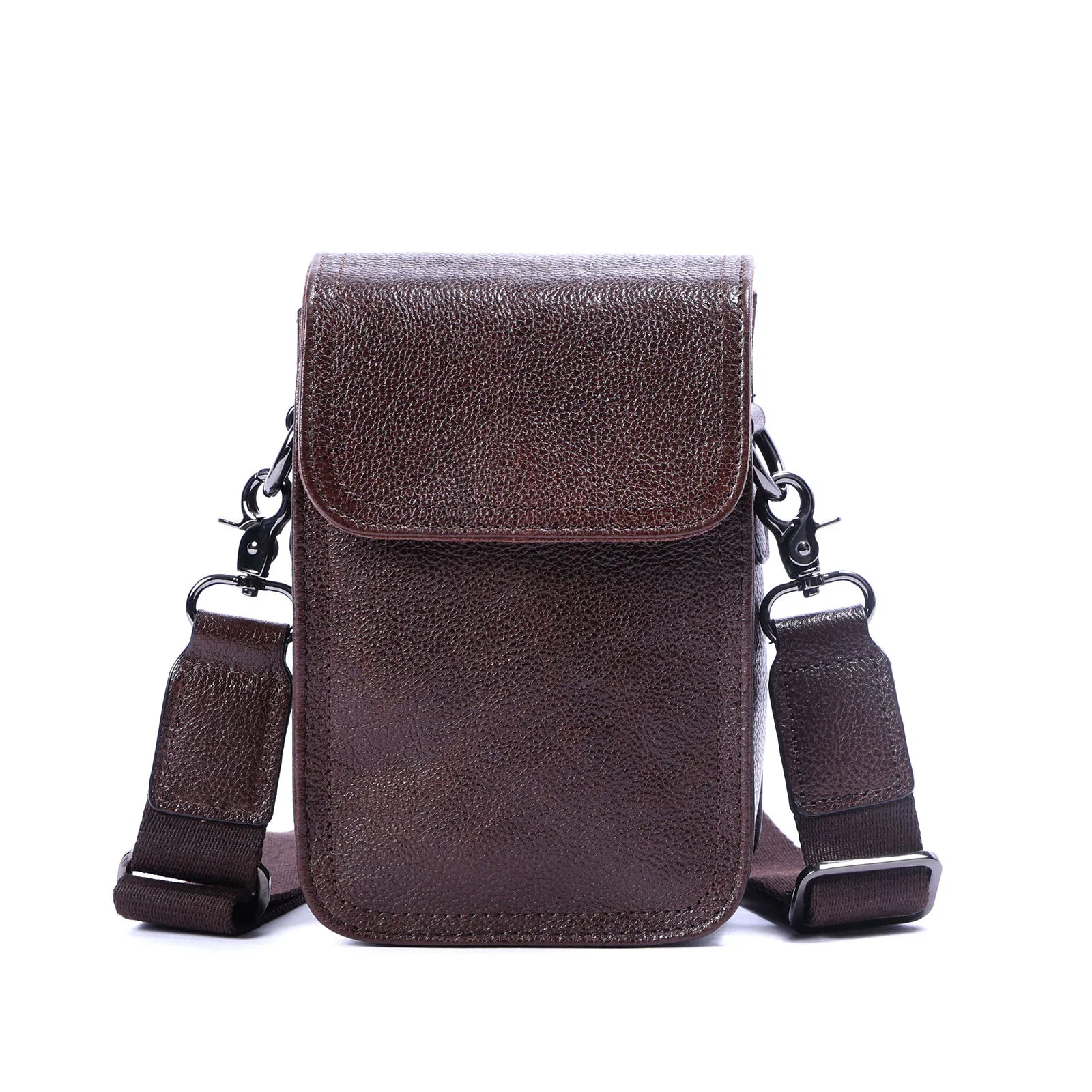 Genuine Leather Men's Shoulder Bag – Vintage Style Crossbody Phone Pouch-Handbags-Dark Coffee-Free Shipping Leatheretro